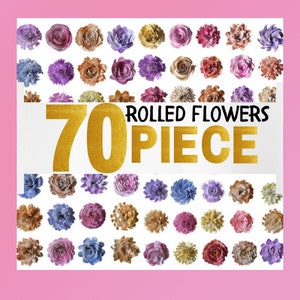 Flor Rolada Svg, Fiori Art, Arquivos 3D Flor Svg Para Cricut, 70 Picies Flor De Papel Rolada Svg, Flor De Papel Png, Flor Clipart