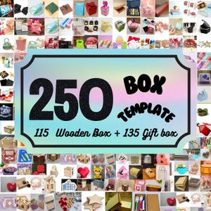 250 doossjablonen, kitdozen, MEGA BOX-TEMPLATE, Noel Gift Box Svg, Party Box, Valentine Day Box Svg, digitaal papier pailletten, 3D-dozen, doos