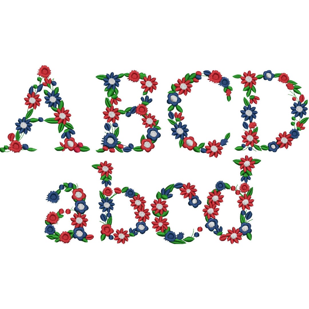 Floral Alphabet Machine Embroidery Design 3''/75, Flower Alphabet ...