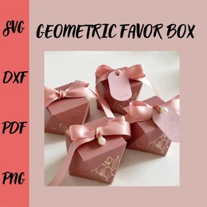 Scatola regalo bomboniera, mini scatole regalo, sacchetti per feste rosa, scatola geometrica SVG, scatola regalo per gli ospiti, scatole per bomboniere, modello scatola regalo, Cricut