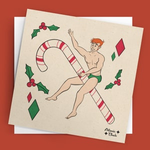 Weihnachtsmännchen Pin-Up mit Candy Cane Pack von 10 Klappkarten (StandardUmschläge) (US & CA)