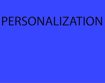Op de afbeelding: Een effen blauwe achtergrond met het woord "PERSONALISATIE" in zwarte tekst.