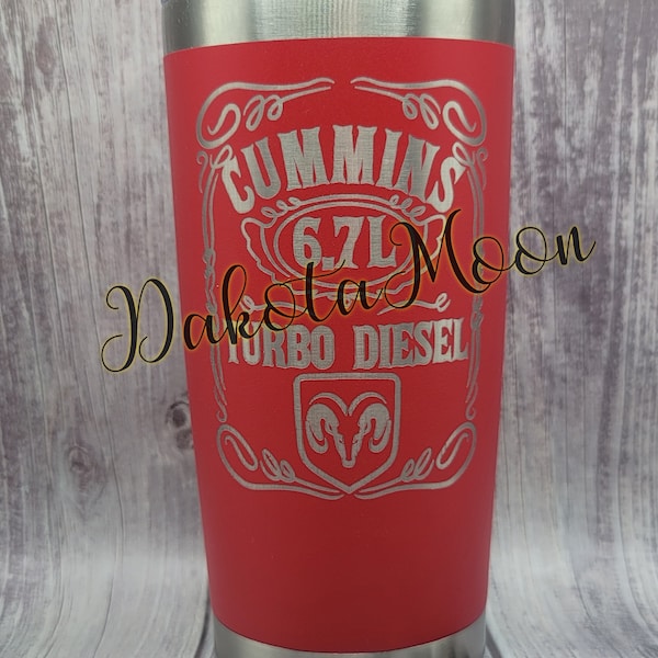 20 oz Engraved Stainless Steel Tumbler 6.7L Cummins Ram Coffee Tumbler