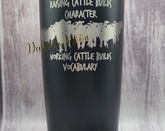 20 oz Engraved Stainless Steel Tumbler "Cattle Vocabulary" Coffee Tumbler