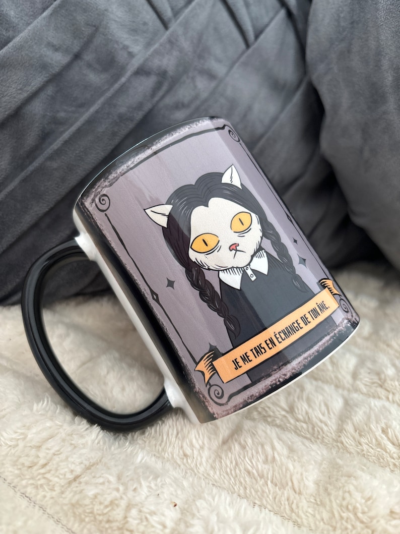 Tasse Mercredi chat Addams cat image 1