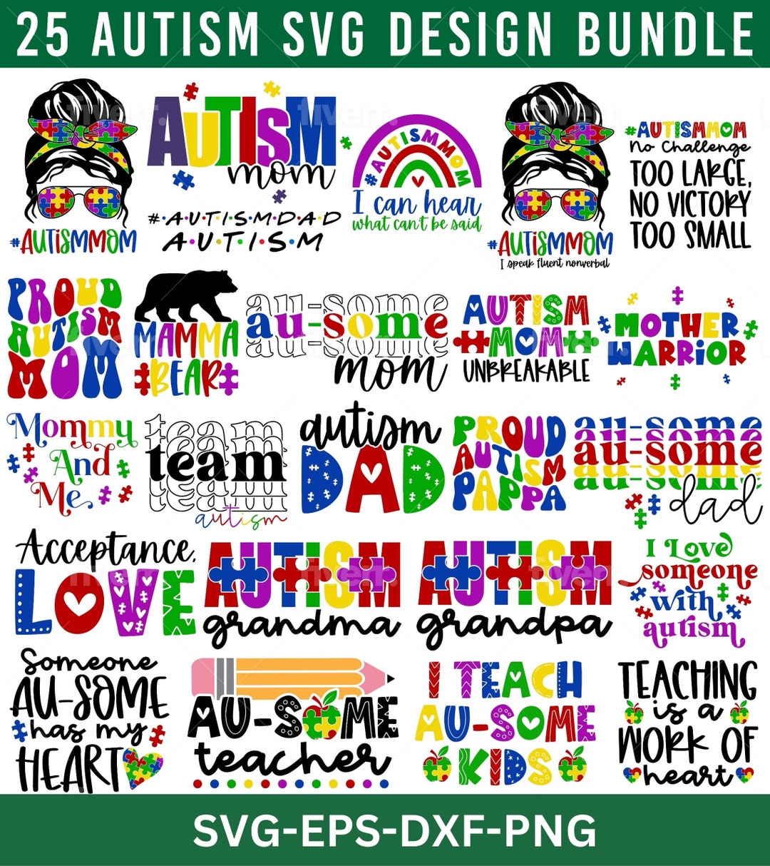 Autisme SVG Bundel, Autism Bewustzijn SVG, Autisme Moeder, ASS, Autisme