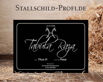 Stallschild | Boxenschilder für Pferde | Tabula Raza