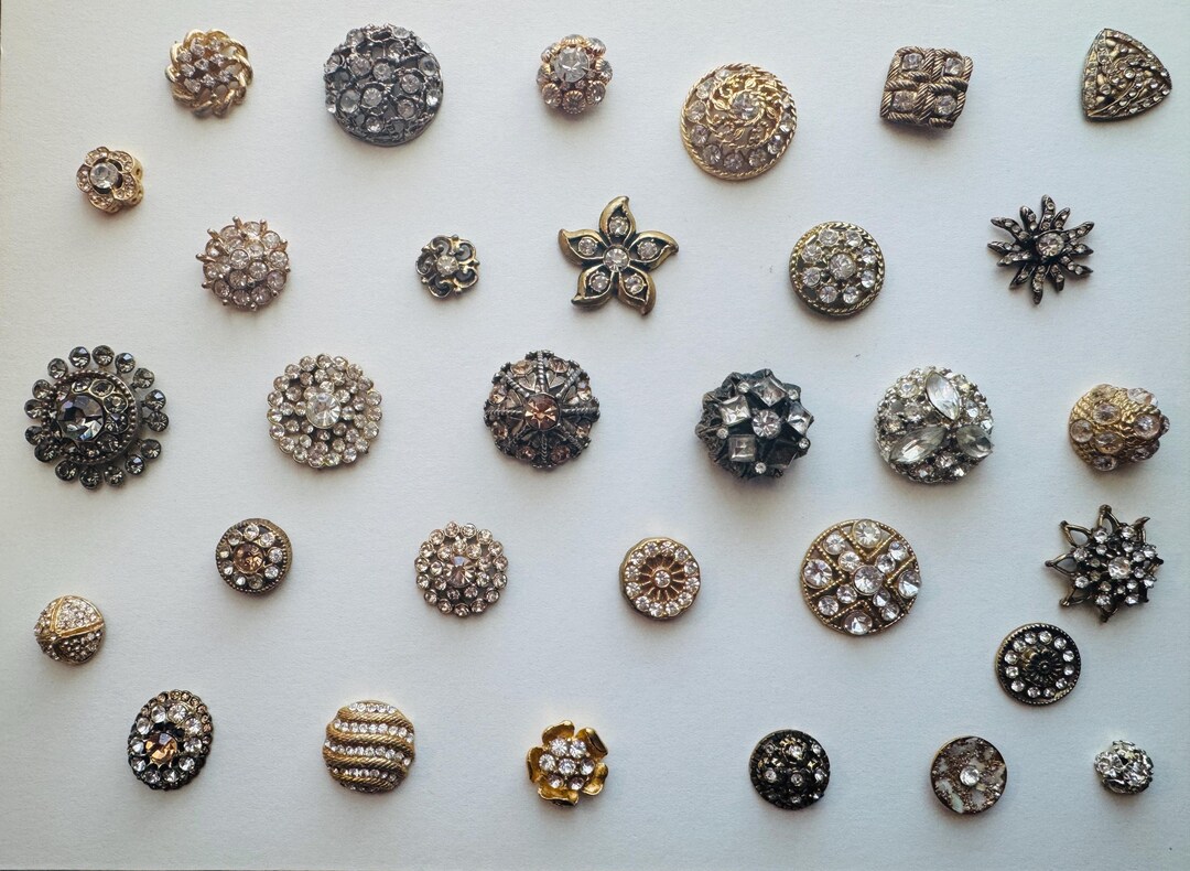 Gemstone Rhinestone Paste Buttons Vintage Sparkle Antique Assorted Sold ...