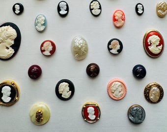 Botones camafeo vintage con perfiles de damas, surtidos antiguos, se venden por separado.