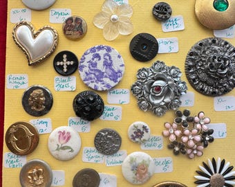 Botones vintage con piedras preciosas y diamantes de imitación, pasta antigua, surtidos, se venden por separado.