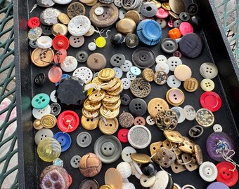 Lote de Botones Bolsa de Botones Plástico Vintage Cuero Metal