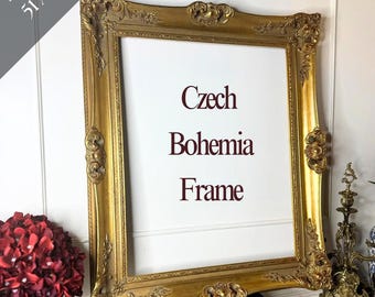 Royauté tchèque - Cadre vintage orné d'or doré antique européen (63 x 54 cm)