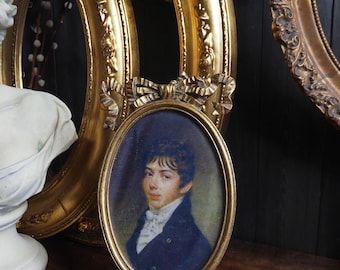 Victorian Portrait in Ornate Gold Ribbon Frame | Vintage Gilt Picture Frame