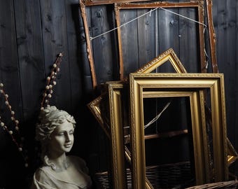 Antique Gilt Frame Pair Collection , Ornate Gold Decorative European  Wall Decor