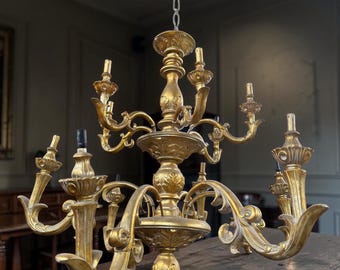 Enorme vintage Franse vergulde sierlijke kroonluchter | Extra grote 2-laagse kroonluchter