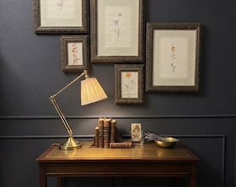 Vintage Floral Gallery Wall Set with Matching Frames : Cottagecore Botanical Prints & Wooden Frames