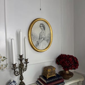 Rare Victorian Engraving 1859 | Gold Oval Gilt Frame | Antique Wall Art Collectible-Gold Oval Gilt Frame- Victorian Wall Decor