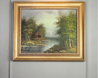 Vintage Mid-Century Oil Painting – Forest Landscape by Phillip Cantrell | Landscape Artwork
