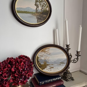 Vintage Tom Holland Signed Oil Painting: Mid-Century Oval Framed Art