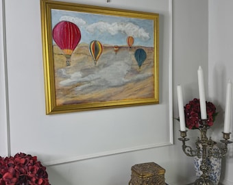 Original Oil Painting by N.G. Reynolds in gold gilt frame -Sky Dance Over Cappadocia
