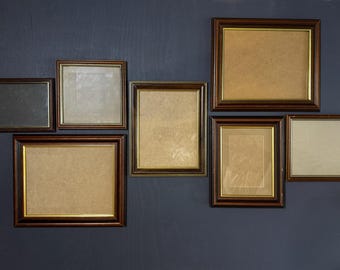 Marcos de pared de madera vintage hechos a medida (tamaños variados) - Juego de 7