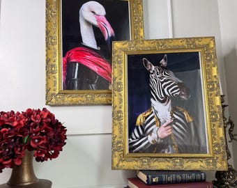 Vintage Gold Glazed Baroque Frame Set: Ornate Artistic Vibrant Fun Print Art Set