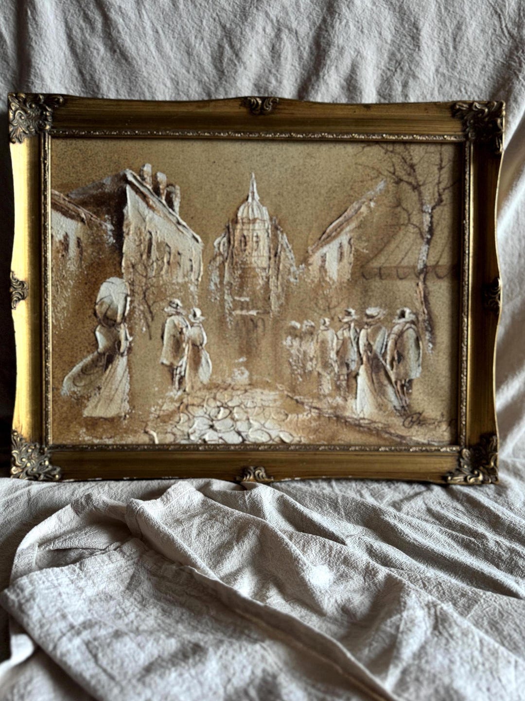 Vintage Original Boris Chezar Oil - Sand Painting – Mid Century Modern ...