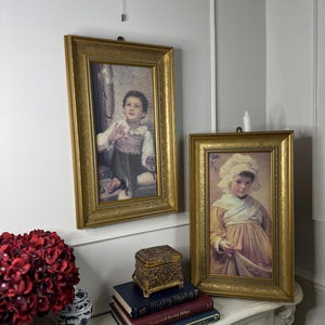 Vintage Passender Gold Gilt Rahmen mit Drucken | Dicke verzierte Rahmen | Eleganter Galerie-Wandpaar-Dekorativ / Vergoldeter Rahmen / Verzierter Rahmen