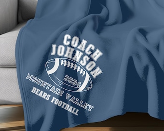 Coperta personalizzata per allenatore di football, regalo personalizzato in morbido velluto di peluche per la squadra di football delle scuole superiori, coperta per ringraziamenti di fine stagione