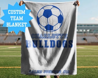 Manta de fútbol personalizada para equipo, regalo de felpa aterciopelada personalizado