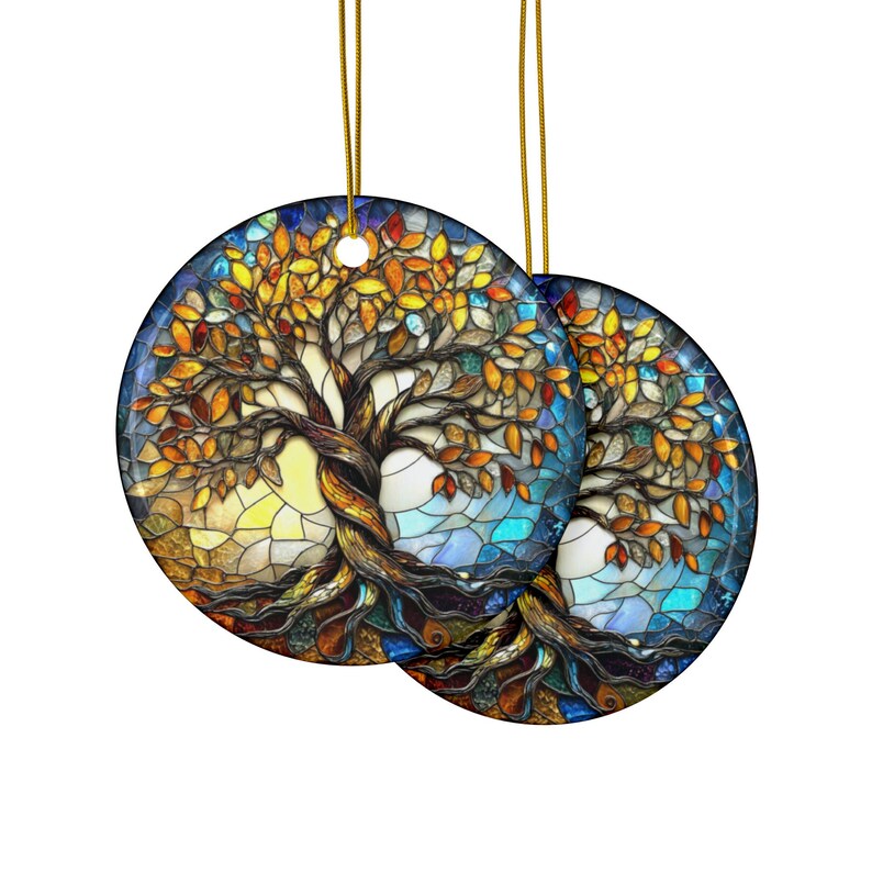Stained Glass Style Tree of Life Ornament Colorful Nature Ornament ...
