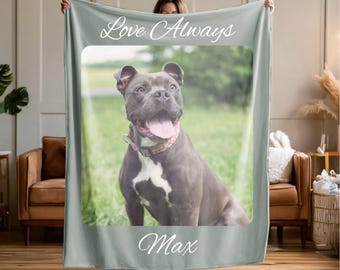 Custom Dog Memorial Photo Velveteen Plush or Sherpa Blanket Pet Loss Sympathy Gift Personalized Dog Remembrance Throw Bereavement