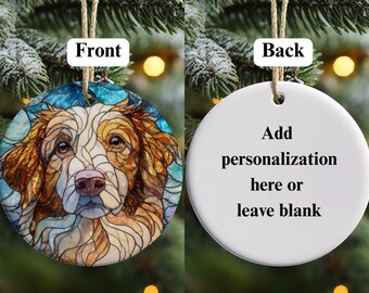 Personlig Golden Retriever-prydnad 6,3 cm rund keramisk målad glas-stil hundälskare present