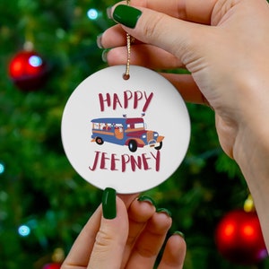 Happy Jeepney Christmas Ornament, Filipina, Philippines, Pinoy, Gift Filipina, Gift Filipino, Gift Pinay, Gift Pinoy, Filipino American