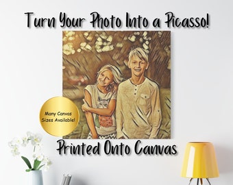 Photo To Picasso Style Artwork, Personalized Photo Printed to Canvas, Custom Canvas, Wedding Picture, Family Photo Canvas, Photography Print