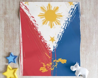 Koc filipiński, flaga Filipin, prezent dla Filipiny, filipiński, prezent dla filipińsko-amerykańskiego, flaga Filipin, sztuka Pinoy Pinay