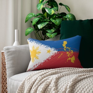 Filipino Lumbar Pillow, Philippines Pillow, Gift for Filipina, Filipino, Gift for Philippine-American, Philippines Flag, Pinoy Pinay Art