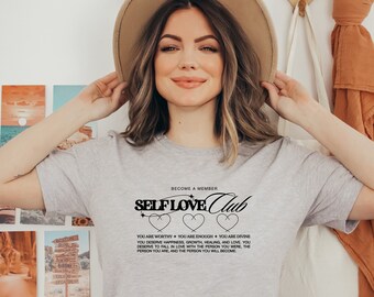 Self Love Club Comfort Tee | Mental Health Crewneck T-Shirt | Love Shirt | Vintage Retro Design