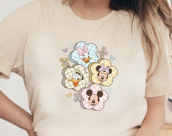 Retro Disney Tee Shirt | Checkered Unisex Disney T-Shirt | Disney Characters Vintage Tee