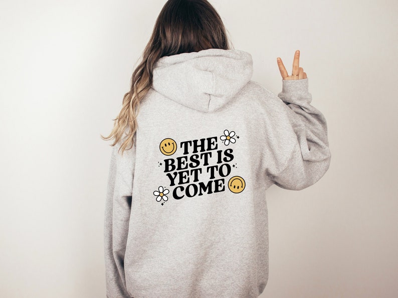 Det bästa kommer ännu Komforttröja | Psykisk hälsatröja | Unisex Smiley Face-tröja bild 1