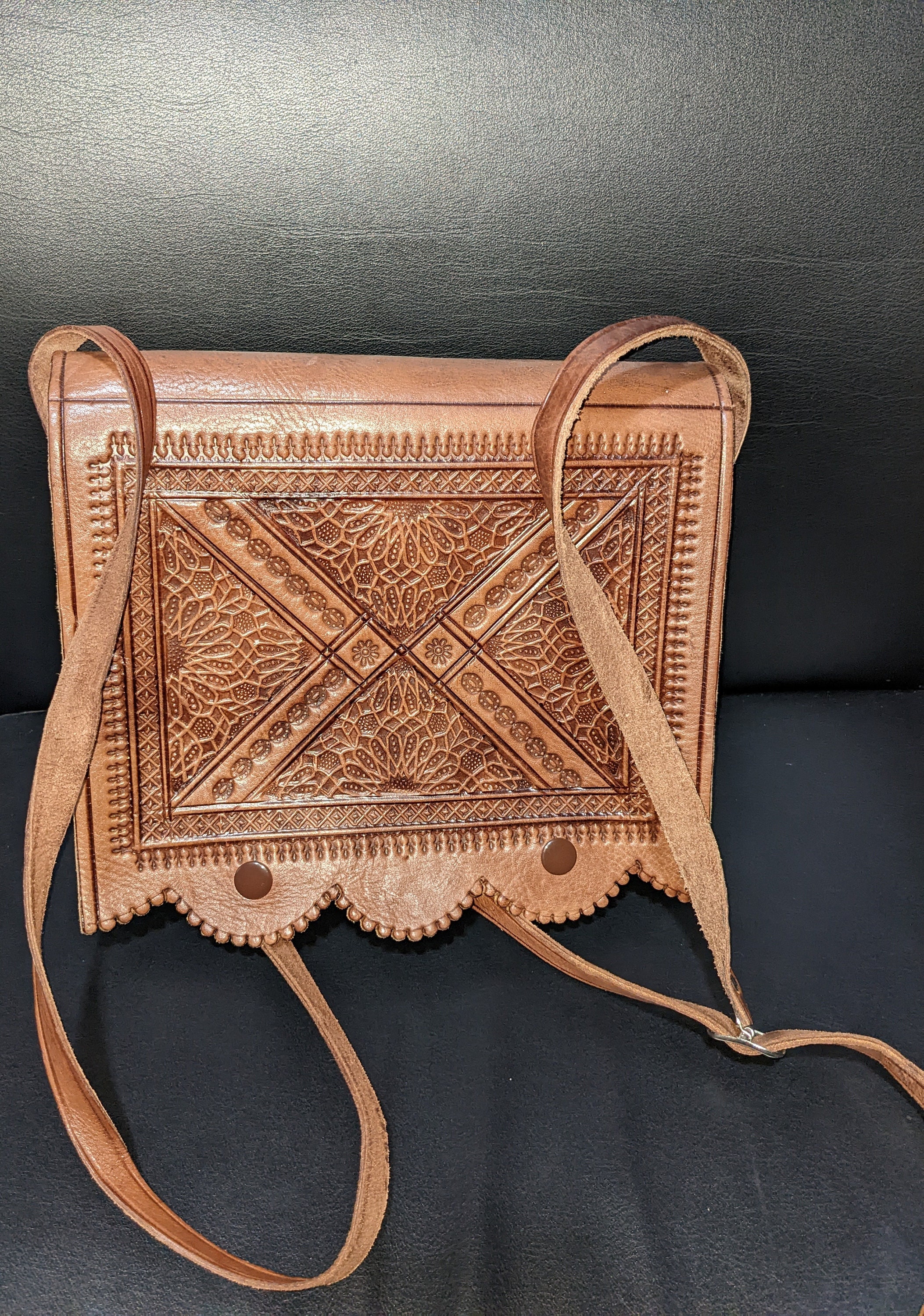 LSSAN Embroidered Leather Handbag