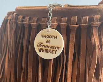 Smooth as Tennessee Whiskey, Sweet as Strawberry Wine - Wooden Laser Engraved Double Sided Keyring - Country Music Chris Stapleton Inspired