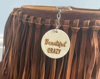 Beautiful Crazy- Wooden Laser Engraved Keyring - Country Music Luke Combs Inspired