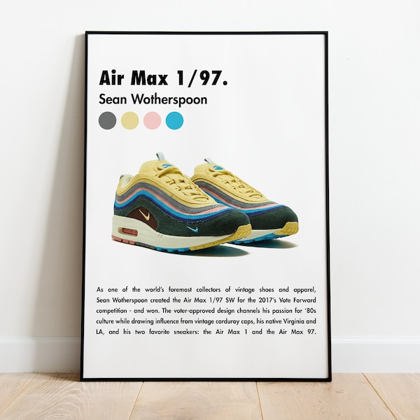 Nike Air Max 1/97 Sean Wotherspoon Printable wall art, minimalist shoes poster, Hypebeast sneakers decoration, DIGITAL PRINT.