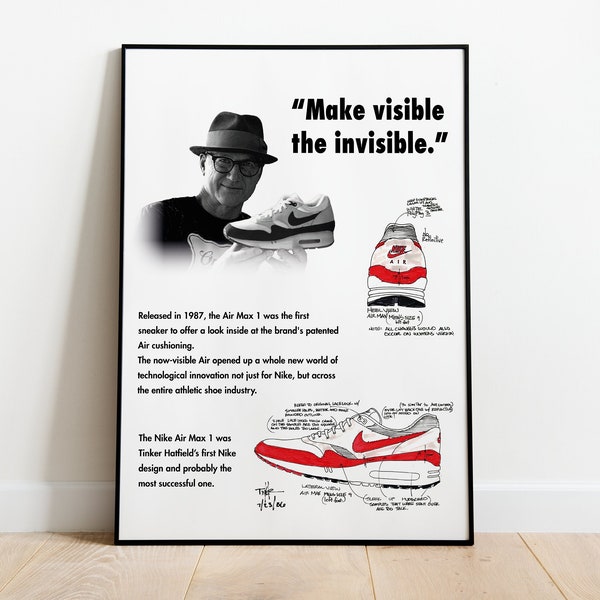 Nike Air Max 1 Tinker Hatfield Printable wall art, minimalist shoes poster, Hypebeast sneakers decoration, DIGITAL PRINT.