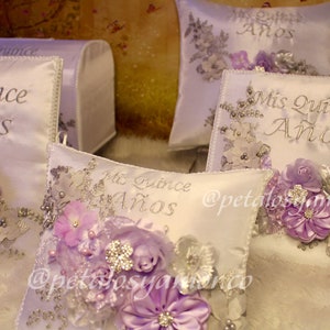 Quinceañera complete set bible, photo album, kneeling pillow, guest signature book, money box, flower bouquet, bear , wedding, boda, XV