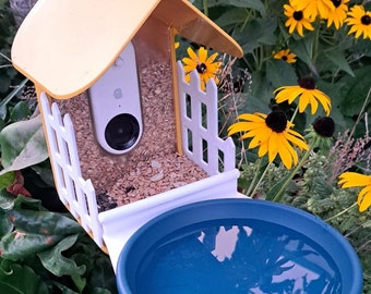 3D Printed Bath / Food extension with fence for the Bird Buddy® Food extension / Bath with fence for the Bird Buddy®