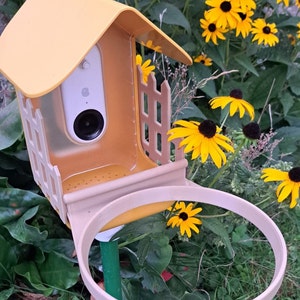 3D Printed Bath / Food extension with fence for the Bird Buddy® Futter Erweiterung / Bad mit Zaun für den Bird Buddy® Beige