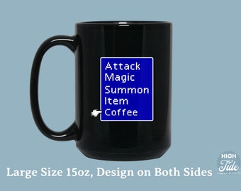 Final Fantasy 7 Battle Menu koffiemok dubbelzijdig groot 15oz | Final Fantasy 7, ff7-remake