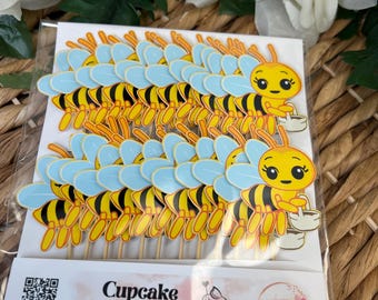 Abejita Chiquitita cupcake toppers, Small Bee cupcake toppers birthday decorations